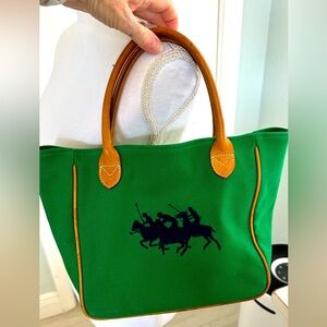 Ralph Lauren Canvas & Leather Equestrian Tote